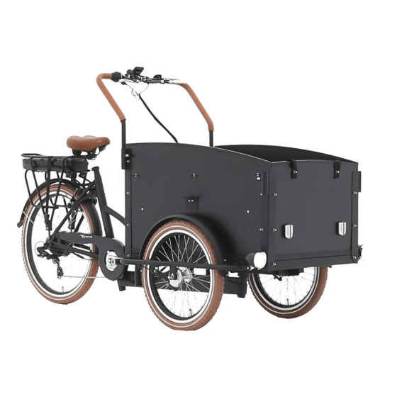 Elektrische Bakfiets TROY 26 Inch - Zwart/Bruin of Zwart Elektrische Bakfiets TROY 26 Inch - Zwart/Bruin of Zwart
